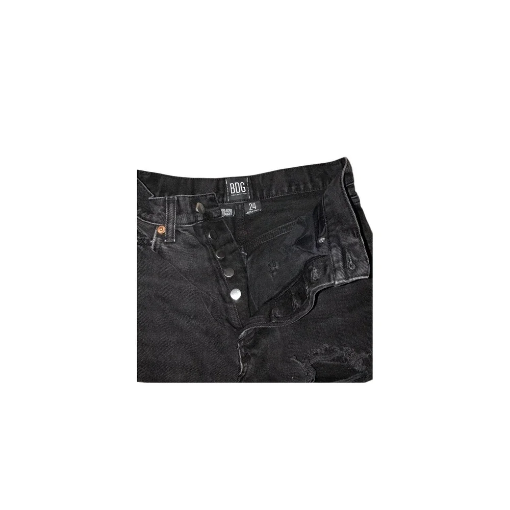 Black distressed relaxed straight leg jeans BDG Urban Outfitters‎ size 24 - Picture 5 of 5